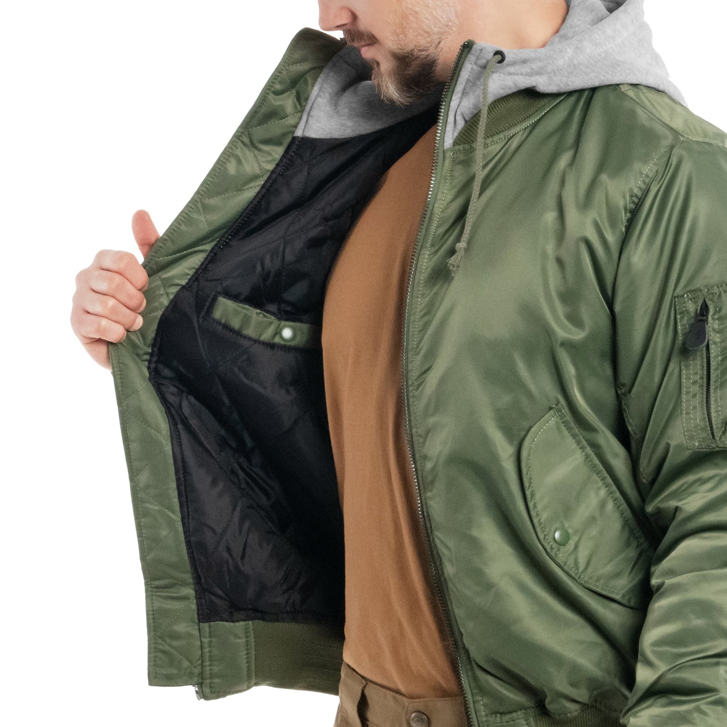Kurtka Brandit MA1 Sweat Hooded Jacket - Olive/Grey