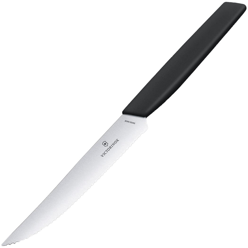 Nóż kuchenny Victorinox Swiss Modern Black 12 cm - ząbkowany z ostrym czubkiem