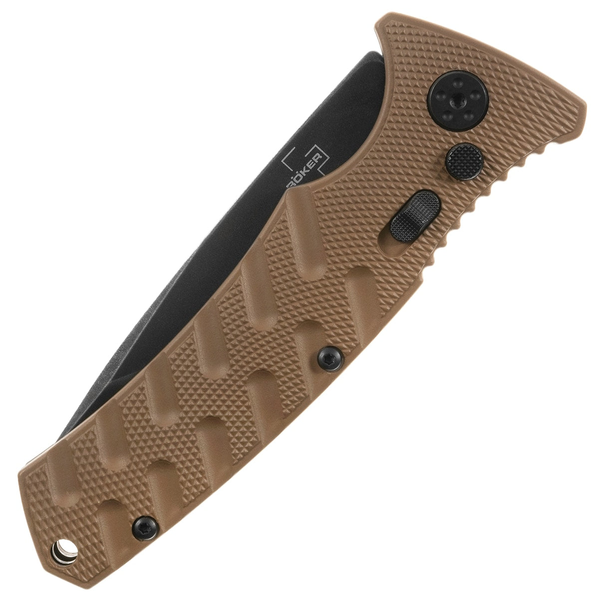 Nóż sprężynowy Boker Plus Strike Spearpoint Coyote