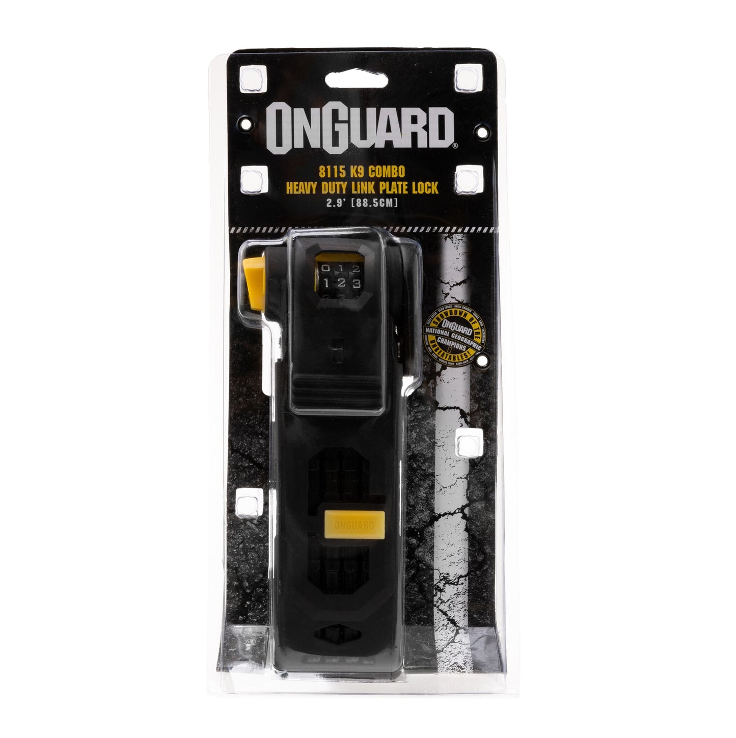 Zapięcie rowerowe OnGuard Link Plate Lock K9 Combo z szyfrem 88,5cm
