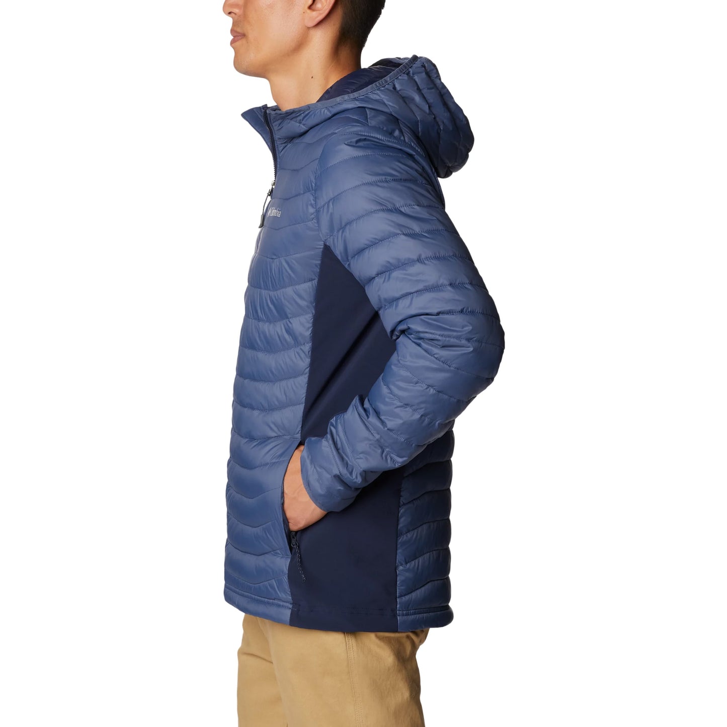 Kurtka Columbia Powder Pass Hooded Hybrid Down Jacket - Dark Mountain/Collegiate Navy