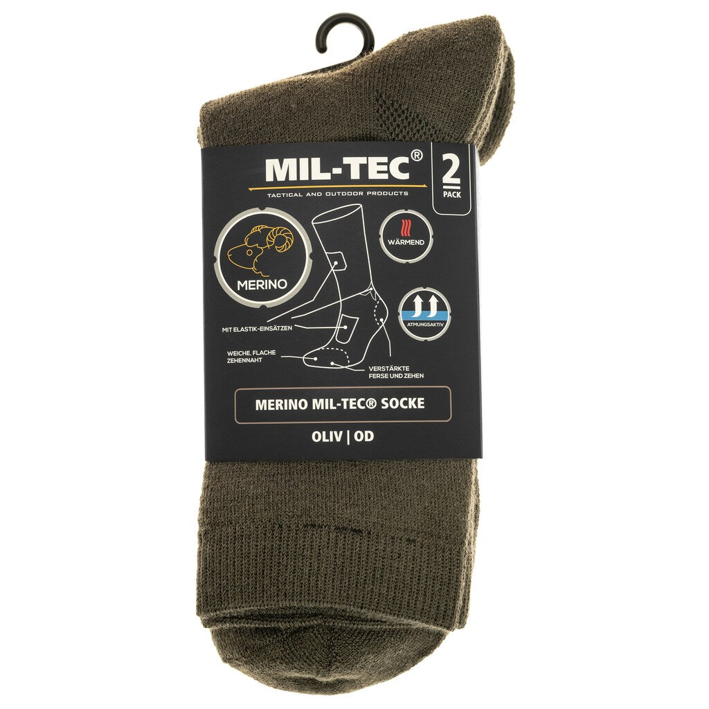 Skarpety Mil-Tec Merino - Olive - 2 pary