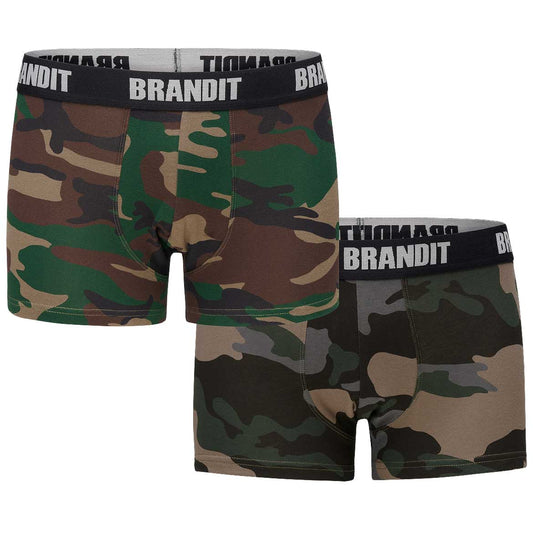 Bokserki Brandit Boxershorts Logo 2 pary - Dark Camo/Woodland