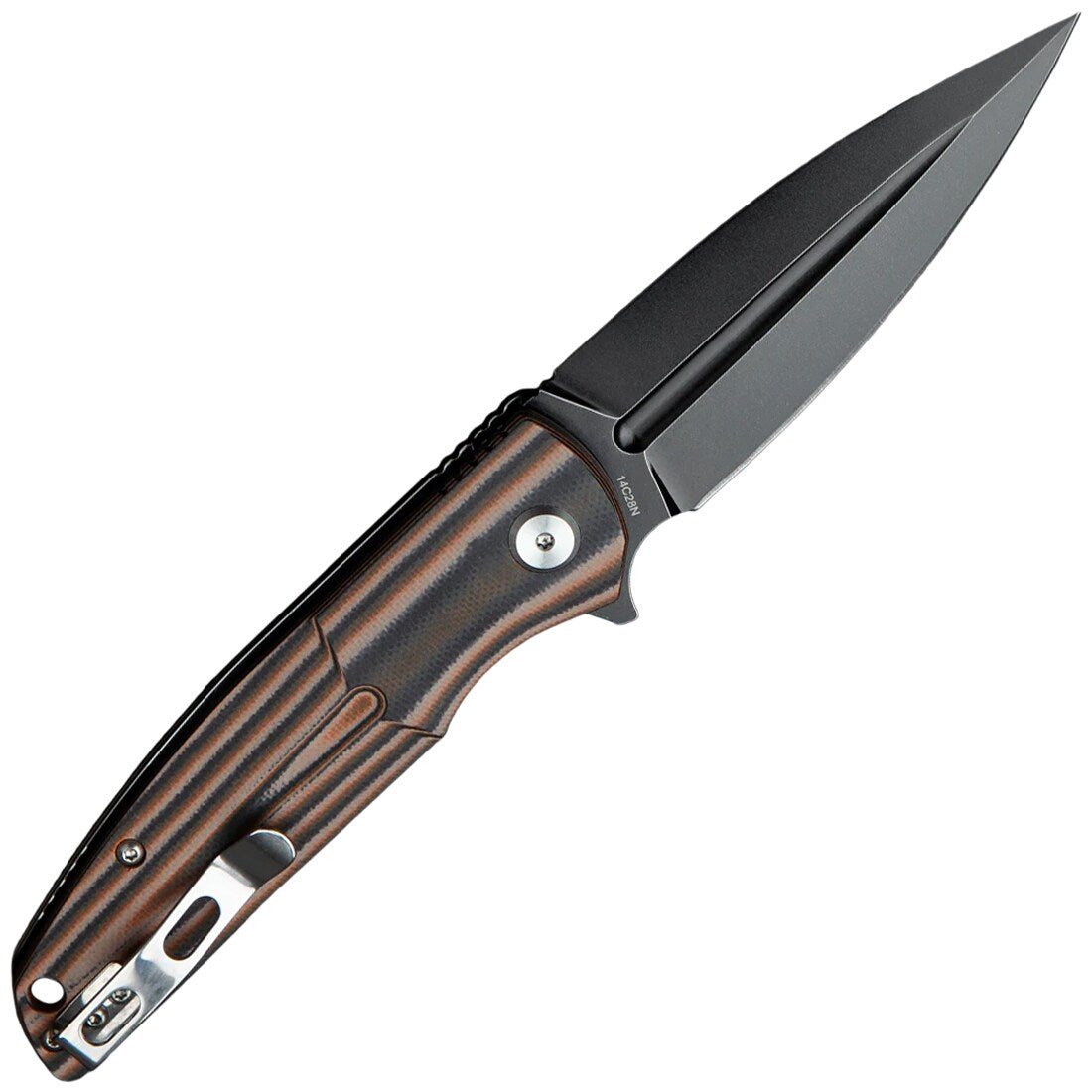 Nóż składany Bestech Knives Fin Black Stonewash - Black/Orange/Beige