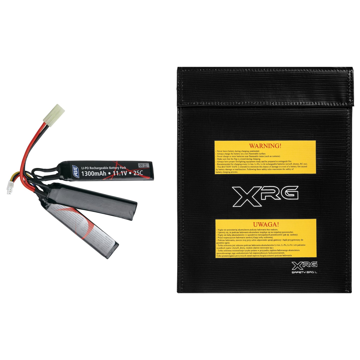 Akumulator ASG Li-Po 11,1V 1300 mAH + Torba ochronna Large - zestaw