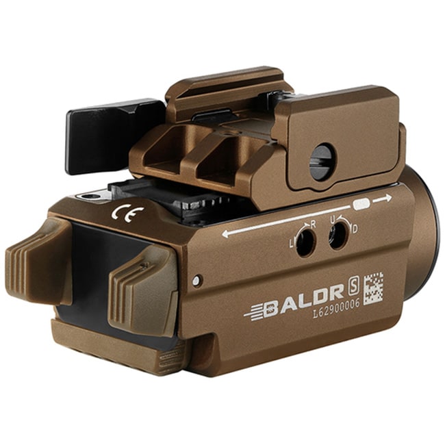 Latarka z celownikiem laserowym Olight BALDR S Desert Tan - 800 lumenów, Green Laser