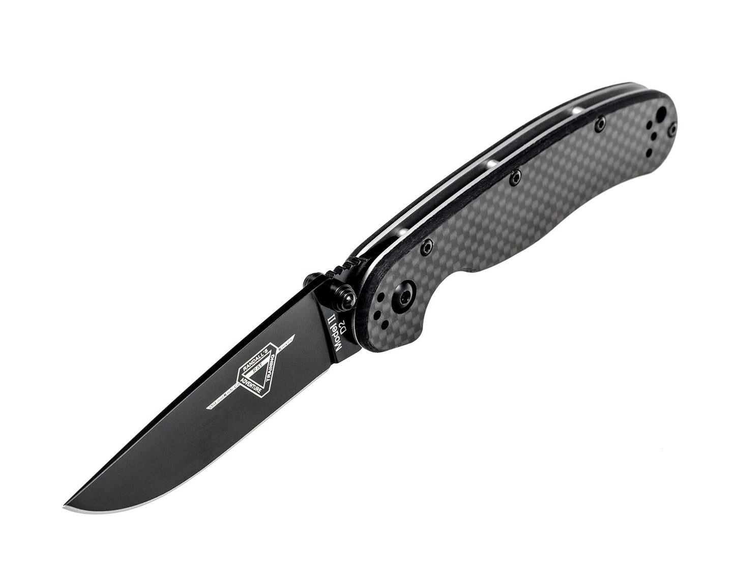 Nóż składany Ontario Rat-2 Folder D2 - Black Plain/Carbon Fiber