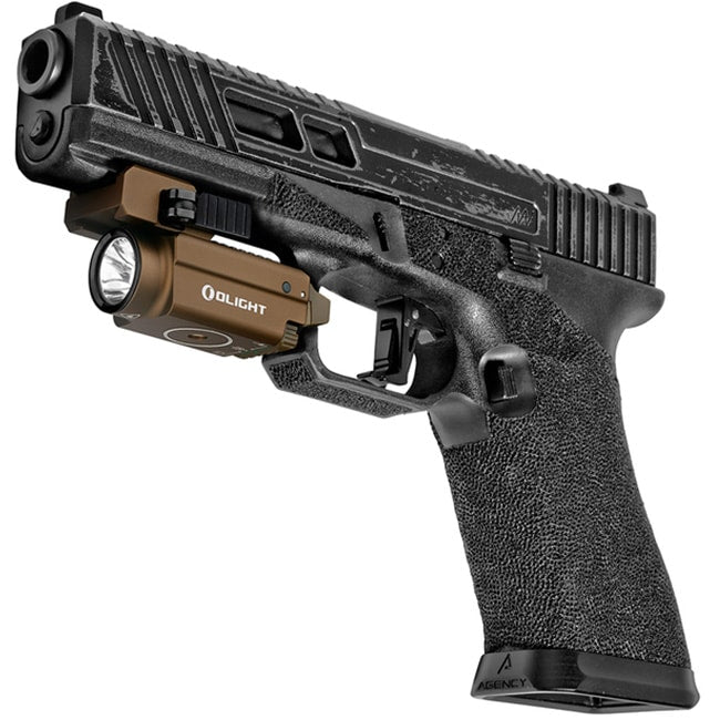 Latarka z celownikiem laserowym Olight BALDR S Desert Tan - 800 lumenów, Green Laser