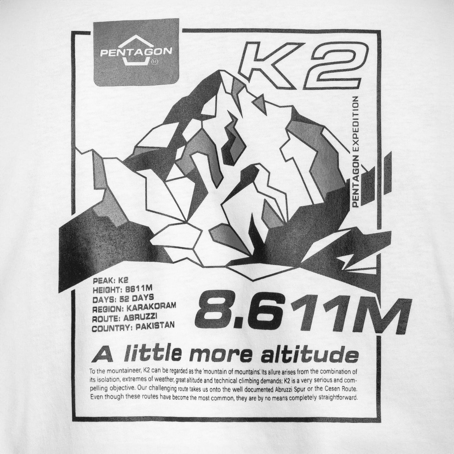 Koszulka T-Shirt Pentagon Ageron "K2 Mountain" - White