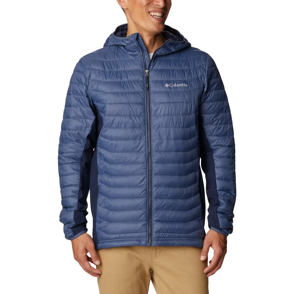 Kurtka Columbia Powder Pass Hooded Hybrid Down Jacket - Dark Mountain/Collegiate Navy