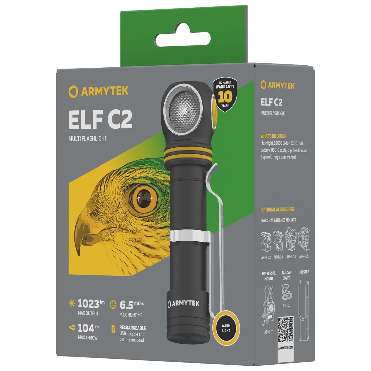 Latarka czołowa i kątowa Armytek Elf C2 USB-C Warm PCB - 1023 lumeny
