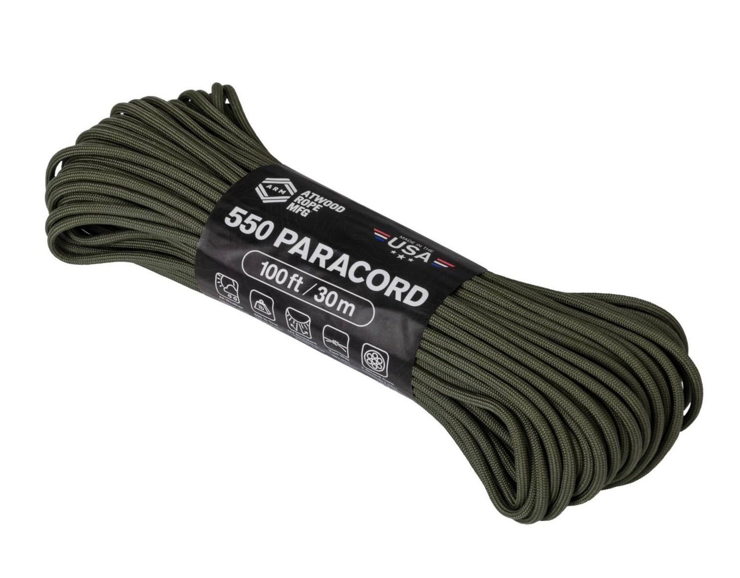 Linka Atwood Rope MFG 550 Paracord 30 m - Olive Drab