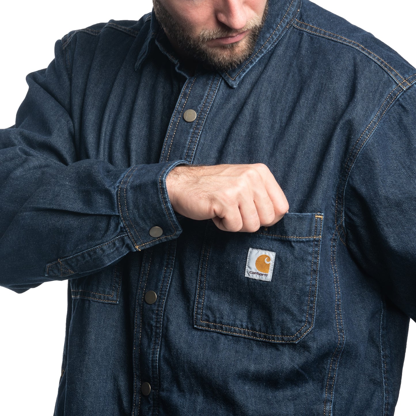 Koszula Carhartt Relaxed Denim Glacier Fleece Lined - Navy Blue