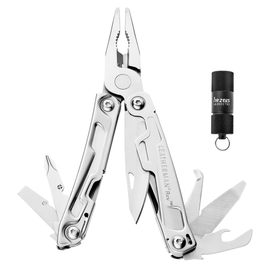 Multitool Leatherman Rev + latarka Olight I1R 2 - zestaw