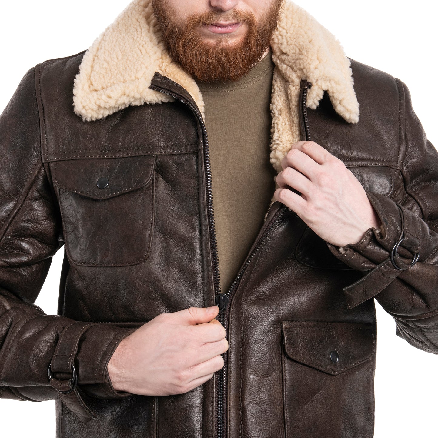 Kurtka skórzana Mil-Tec US Navy A4 Sheepskin - Brown