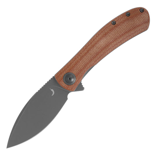 Nóż składany Trollsky Knives Mandu EVO Grey Stonewashed 14C28N/Brown Micarta