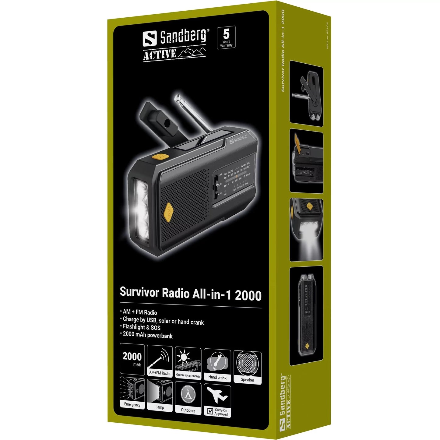 Radio alarmowe Sandberg Survivor All-in-1 2000 AM/FM