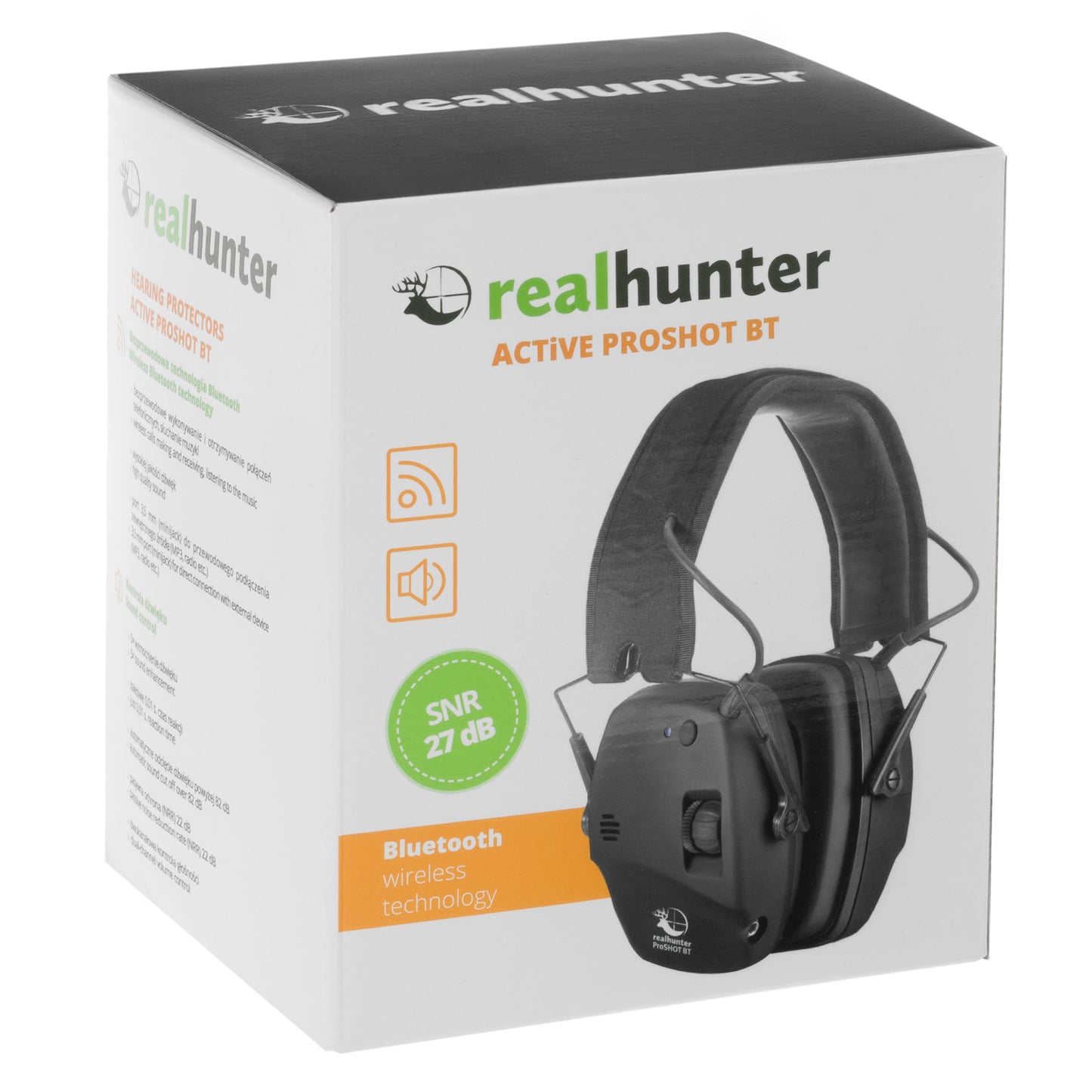 Ochronniki słuchu aktywne RealHunter Active ProSHOT BT - Czarne