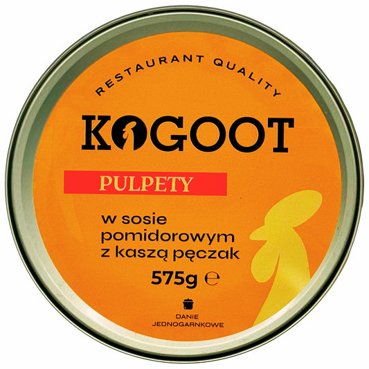 Żywność konserwowana Kogoot - Pulpety w sosie pomidorowym z kaszą pęczak 575 g