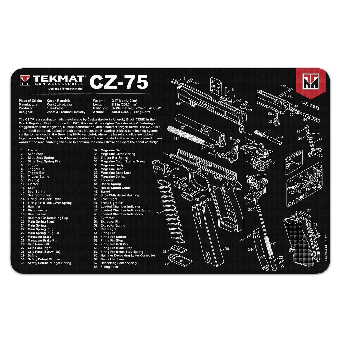 Mata do czyszczenia broni TekMat CZ-75 - Black