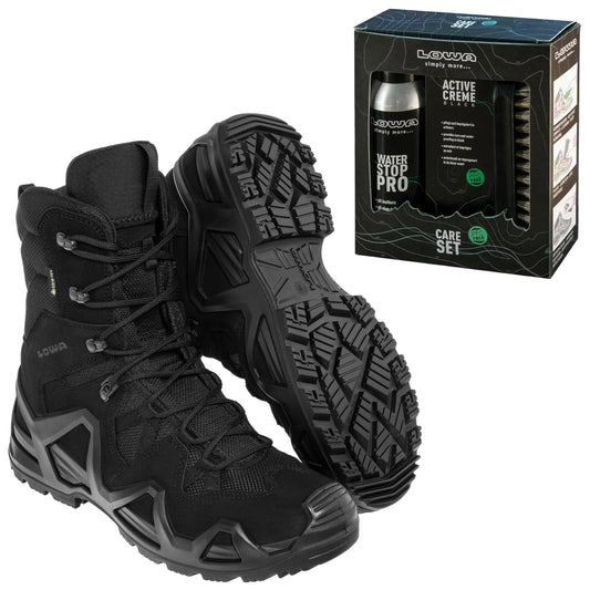 Buty Zephyr GTX HI MK2 Black + Care Set Lowa do czyszczenia obuwia - zestaw