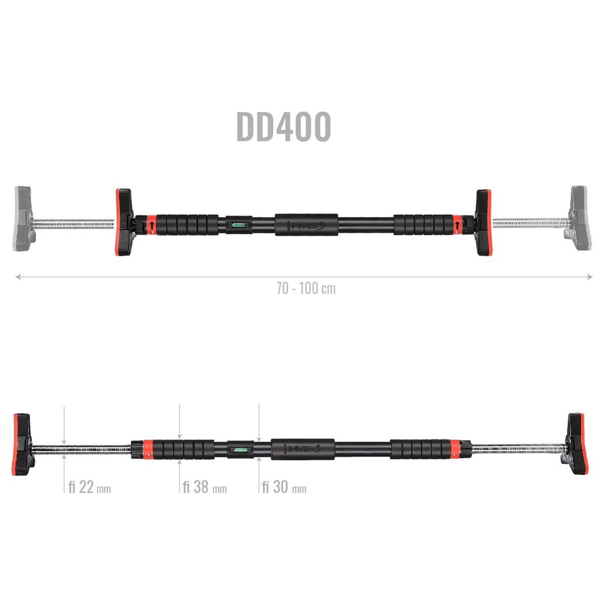 Drążek do podciągania HMS 70-100 cm z poziomicą - rozporowy