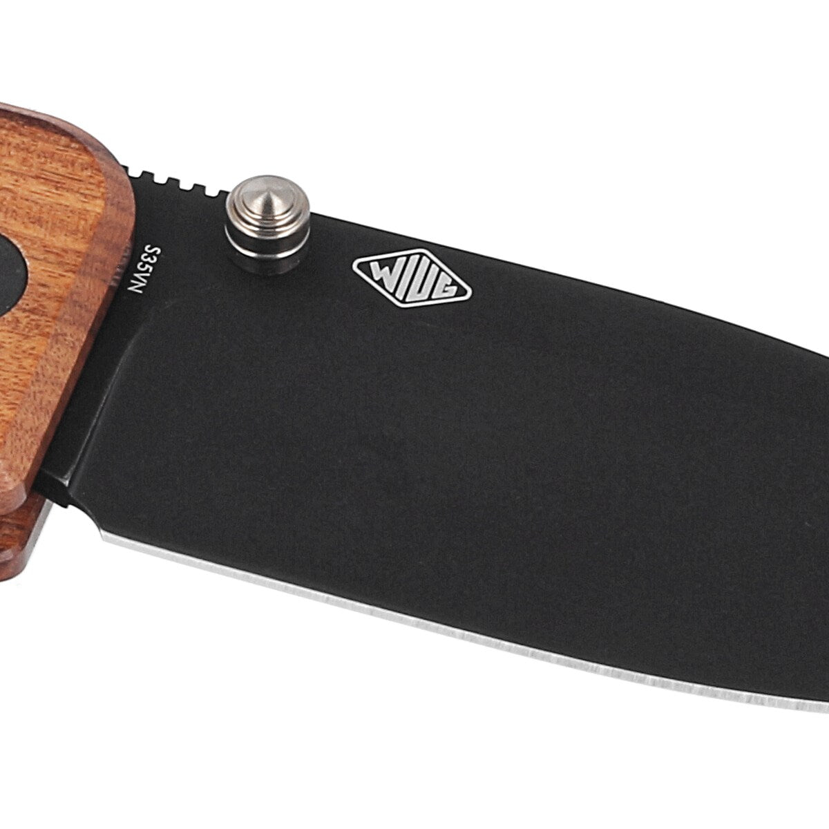 Nóż składany WE Knife Banter Thumb Stud Cuibourtia Wood Handle - Black Stonewash