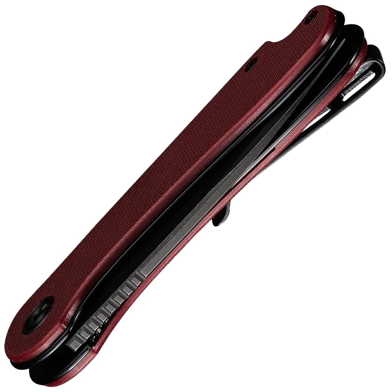 Nóż składany Civivi D2 Elementum Flipper C907A-1 - Black Stonewashed/Burgundy G10
