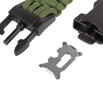 Bransoletka Paracord 9" klamra z gwizdkiem i kompasem - Green