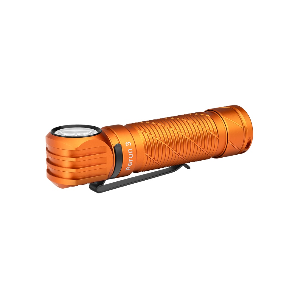 Latarka czołowa i kątowa Olight Perun 3 Orange z opaską - 3000 lumenów