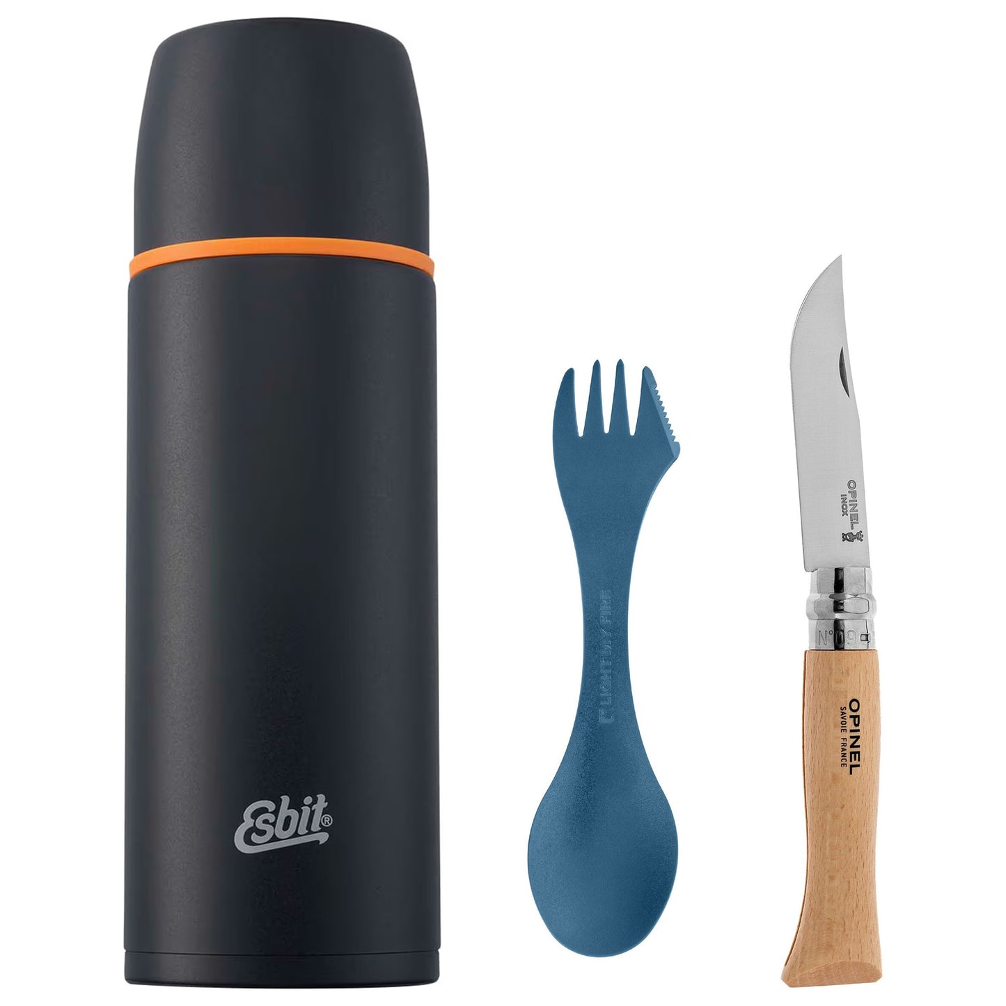 Termos Esbit Vacuum Flask + Nóż Opinel No.12 INOX + Spork Light My Fire Bio - zestaw