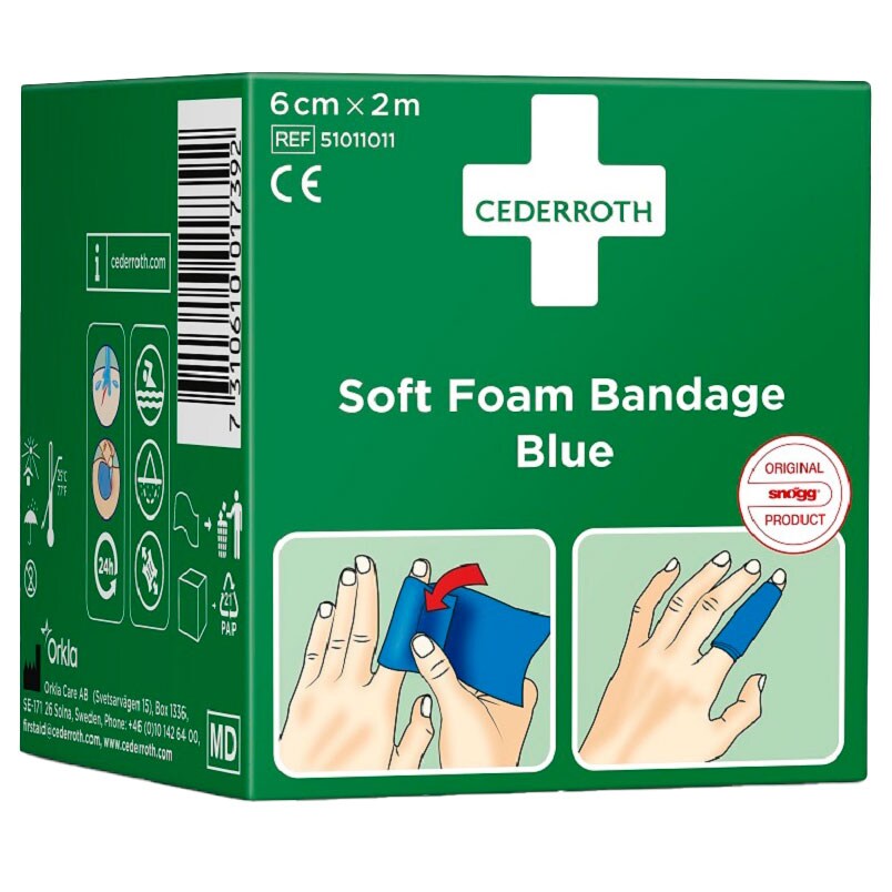 Plaster adhezyjny Cederroth Soft Foam Bandage Blue 6 cm x 2 m