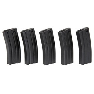 Zestaw 5 magazynków ASG Specna Arms Mid-Cap do replik M4/M16 - Black