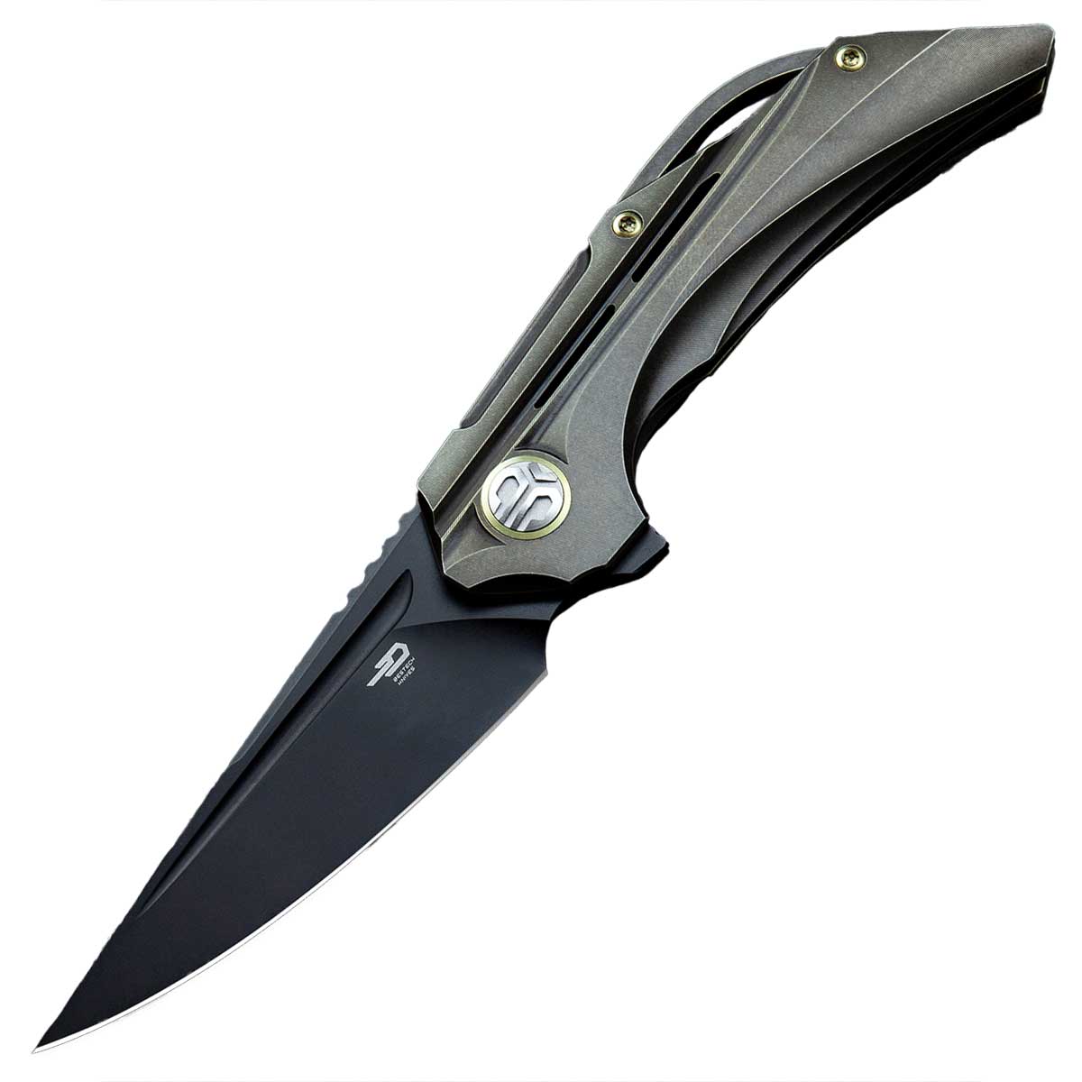 Nóż składany Bestech Knives Vigil - Black Stonewash Blade/Bronze Titanium