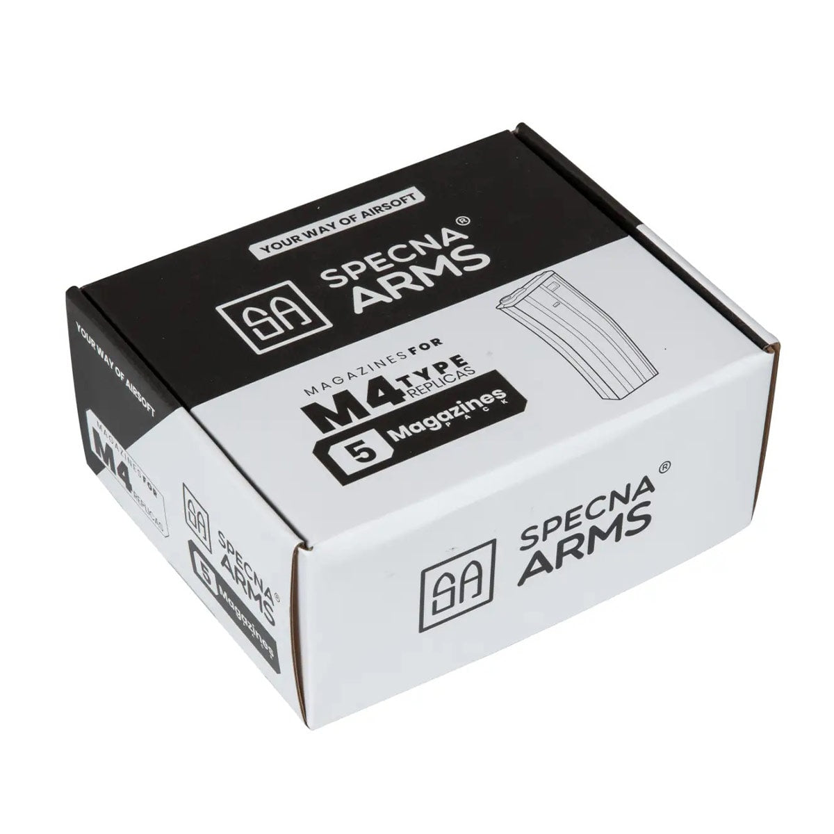 Zestaw 5 magazynków ASG Specna Arms Mid-Cap do replik M4/M16 - Black