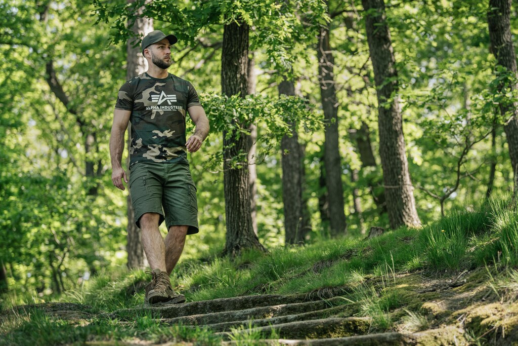 Koszulka T-shirt Alpha Industries Basic - Woodland Camo 65