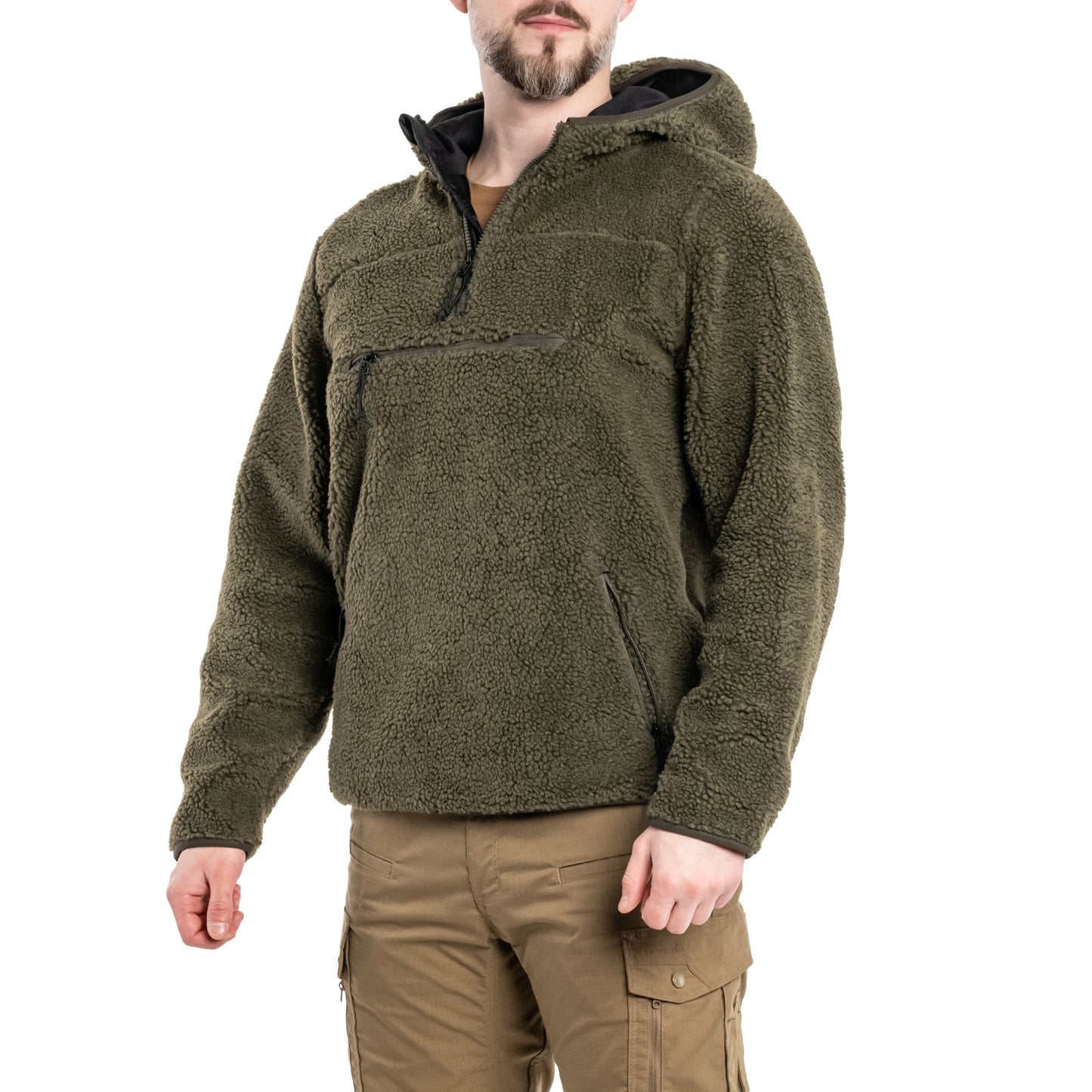 Polar Brandit Teddyfleece Worker Pullover - Olive