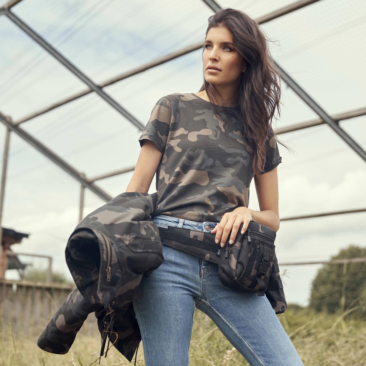 Koszulka T-shirt damska Brandit - Dark Camo
