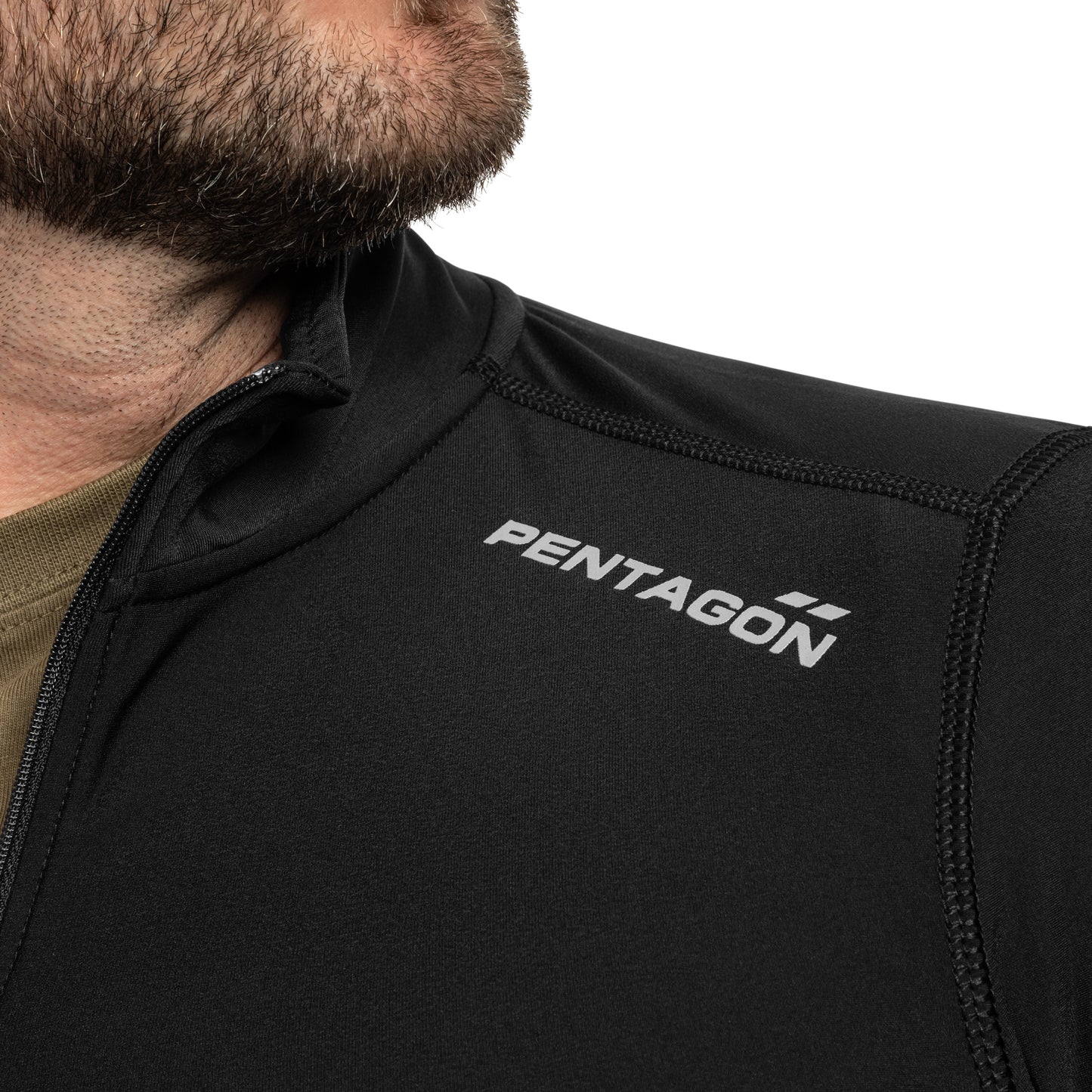 Koszulka termoaktywna Pentagon Pindos 1/2 ZIP - Black