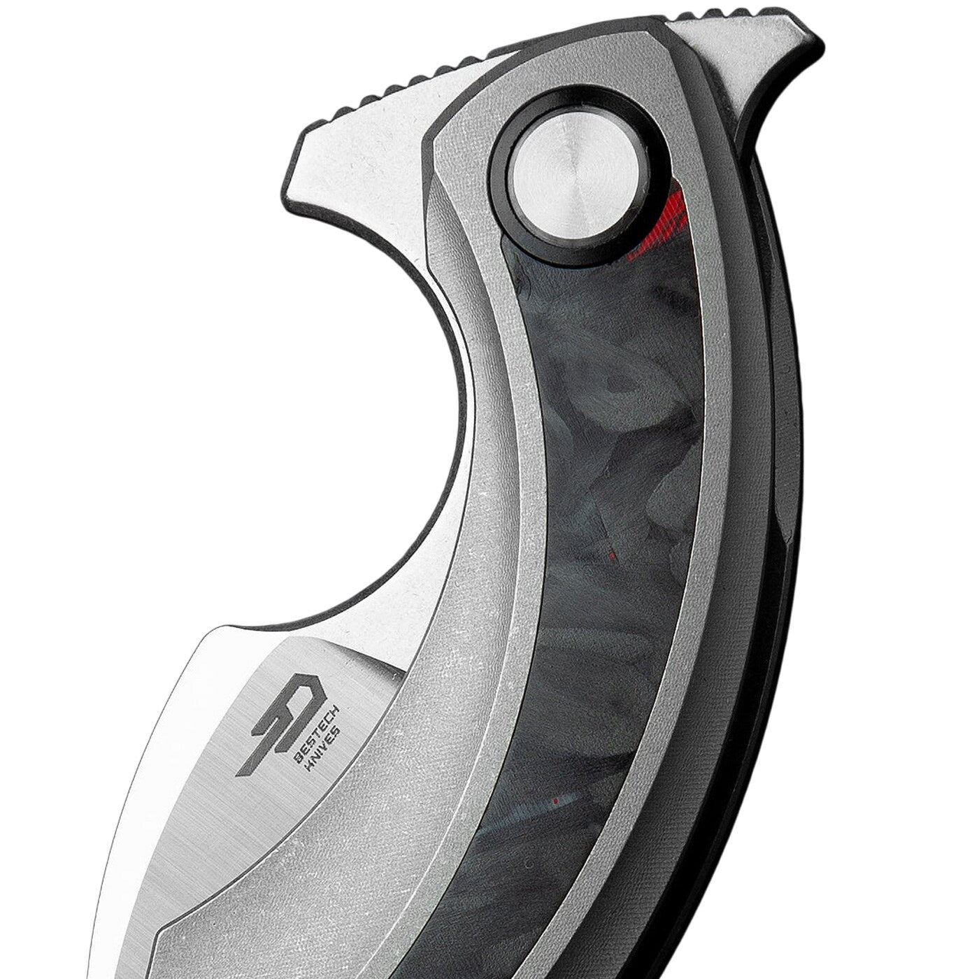 Nóż składany Bestech Knives Strelit - Satin/Grey Titanium Black Red Marble Carbon Fiber