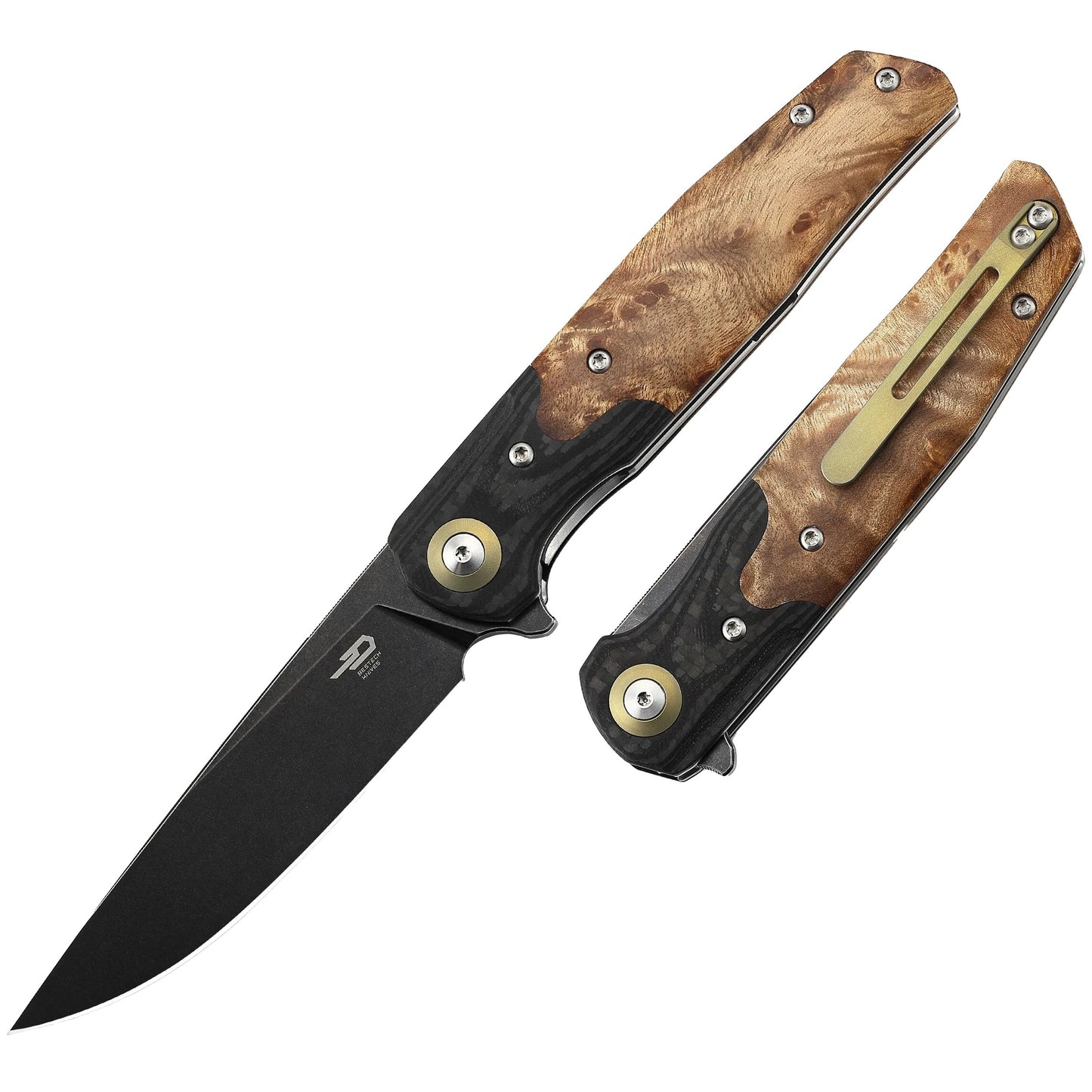 Nóż składany Bestech Knives Ascot - Wood/Black Blade