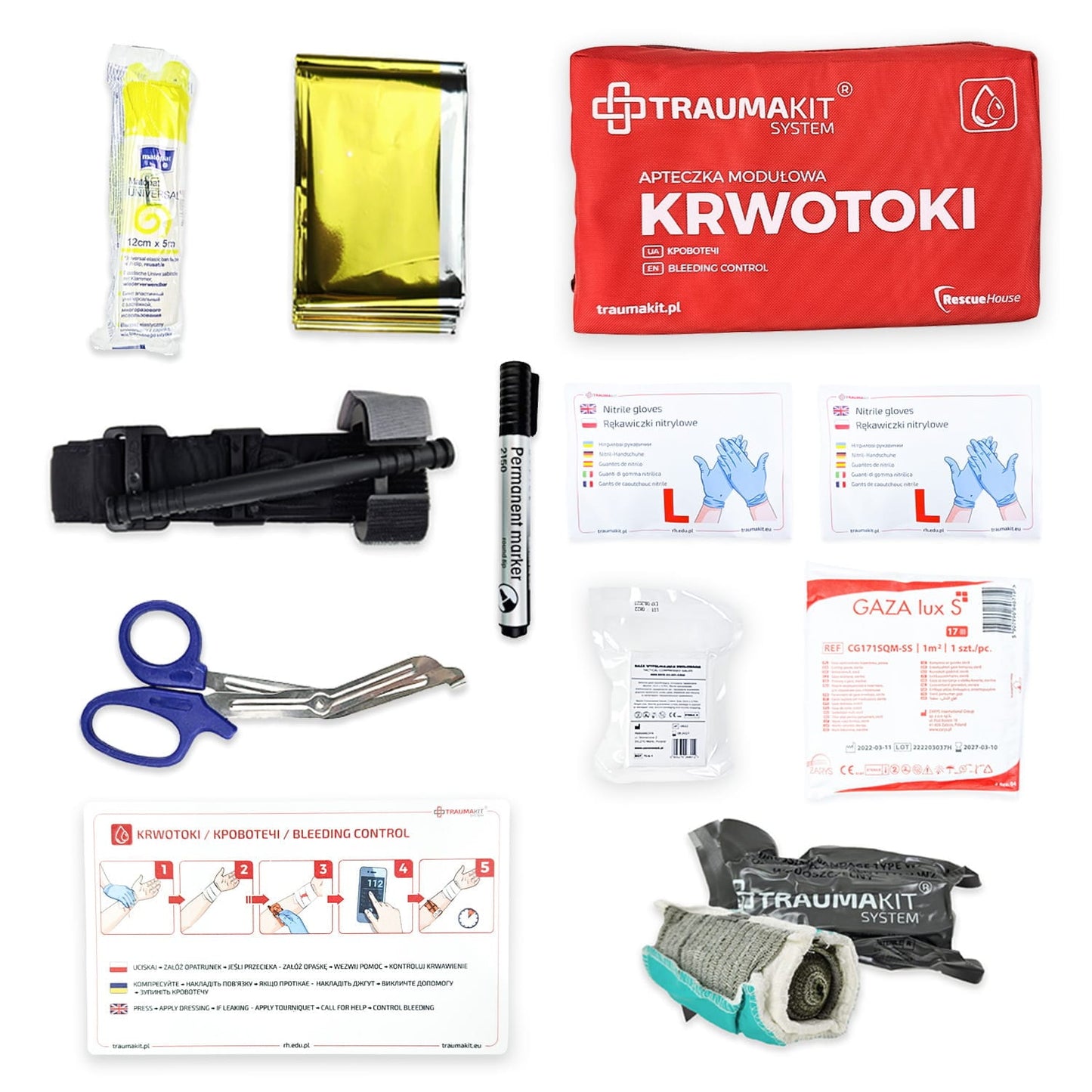 Apteczka modułowa AedMax Trauma Kit K - Krwotoki - czarna staza