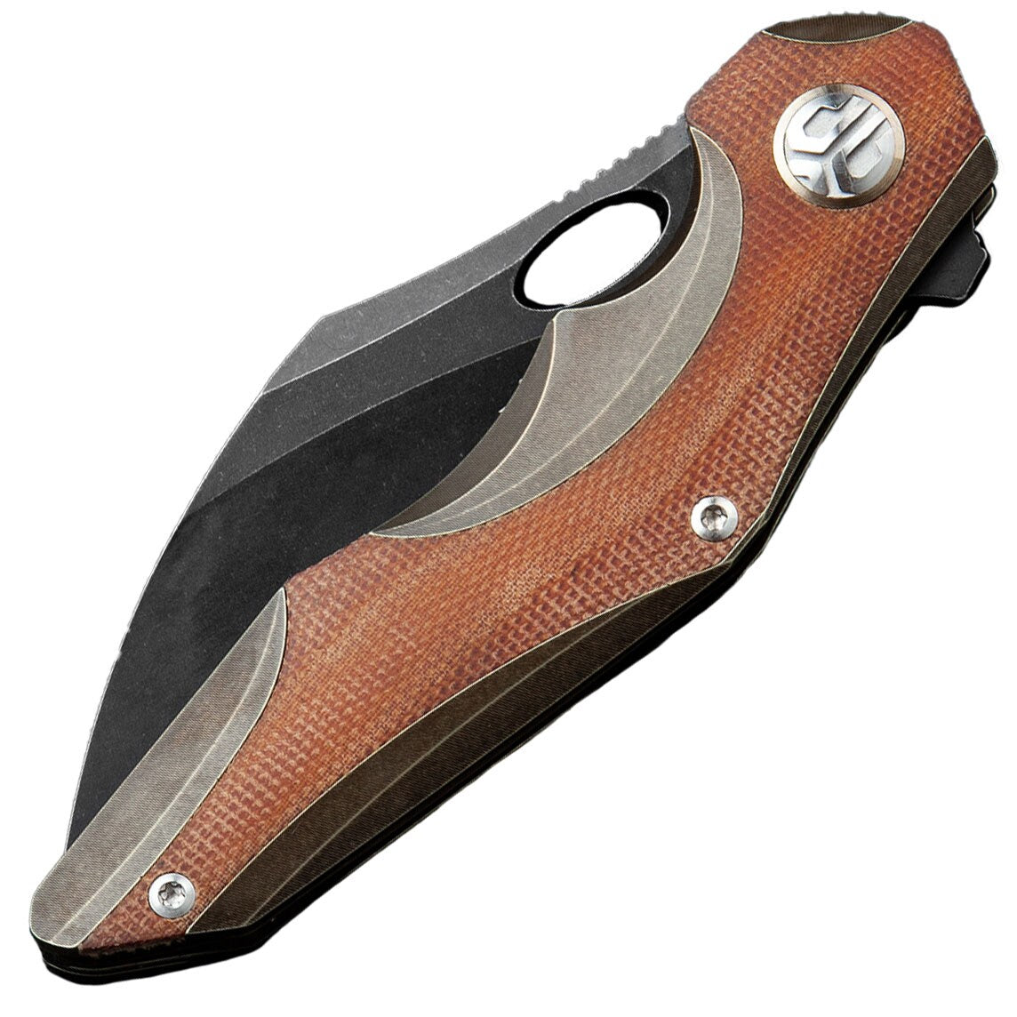 Nóż składany Bestech Knives Nogard - Bronze Titanium/Natural Micarta Canvas