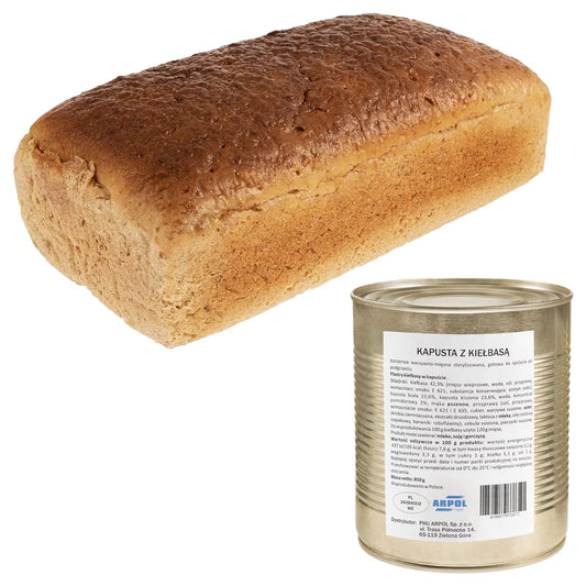 Chleb pytlowy 700 g + kapusta z kiełbasą Arpol 850 g - zestaw