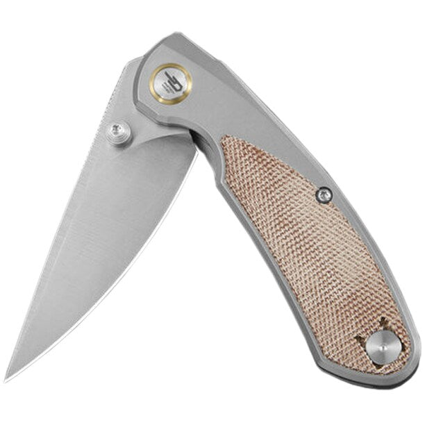 Nóż składany Bestech Knives Lito - Satin/Titanium Natural Canvas Micarta