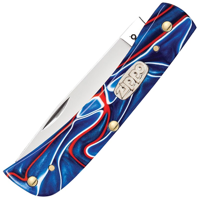 Nóż składany Zippo Mini Trapper - Red/White/Blue Kirinite