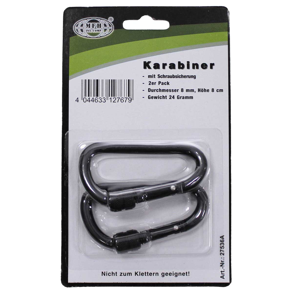 Karabińczyk MFH Screw Lock 80 mm 2 szt. - Black