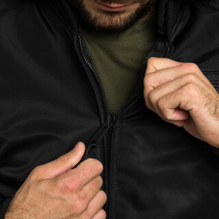 Kurtka Alpha Industries MA-1 Zip Hood Backprint Bomber - Black/White