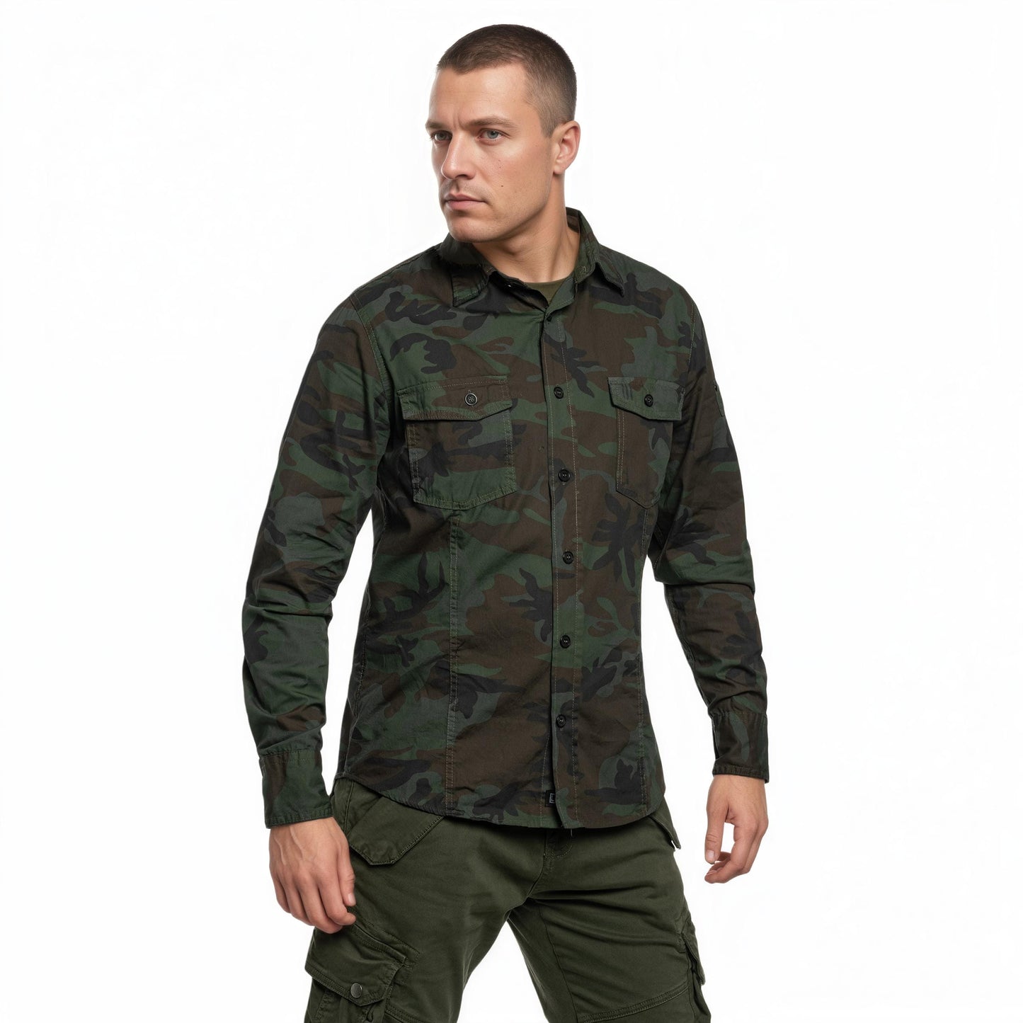 Koszula Brandit Slim Fit Long Sleeve - Woodland