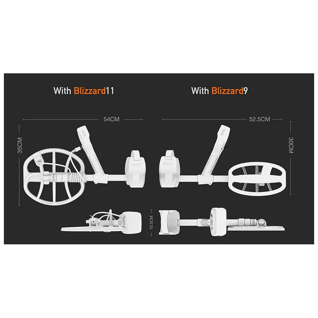 Wykrywacz metali Quest V80 + cewki Blizzard 9/11 - zestaw